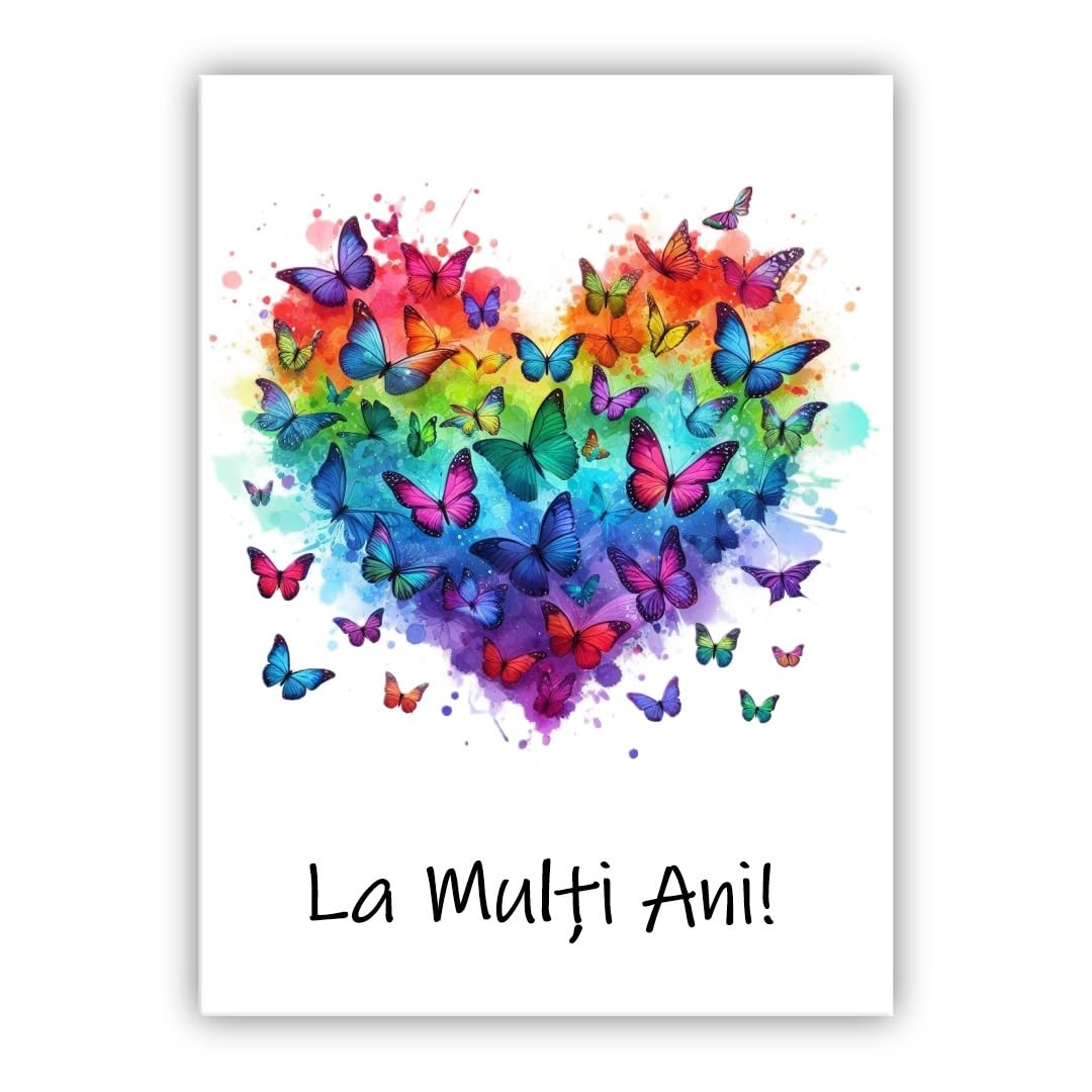 Multilingual Birthday Card – “Happy Birthday” in different languages | Rainbow Heart Design | Festive Greeting Card for All Ages (• Romanian: La mulți ani)