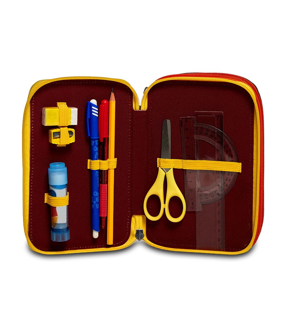 Seven AS Roma Astuccio Scuola Elementare 3 Scomparti, Gallo Rosso, Completo di Matite, Penne, Pennarelli, Portapenne Scuola Bambino Elementari
