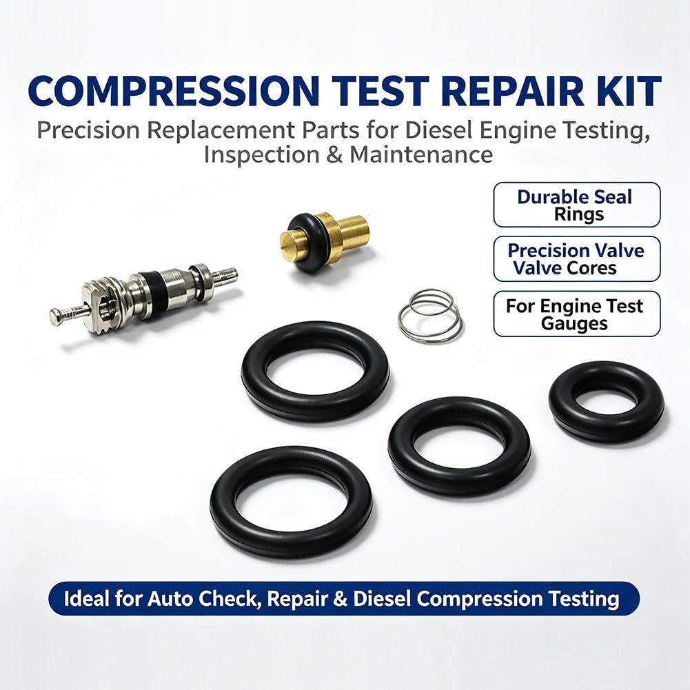 Tester di Compressione Gasolio, 11pcs Manometri Compressione Motori Benzina | Per Motori Diesel e Benzina con Adattatore per La Maggior Parte dei Motori di Auto, Camion, Agricoli e Marini