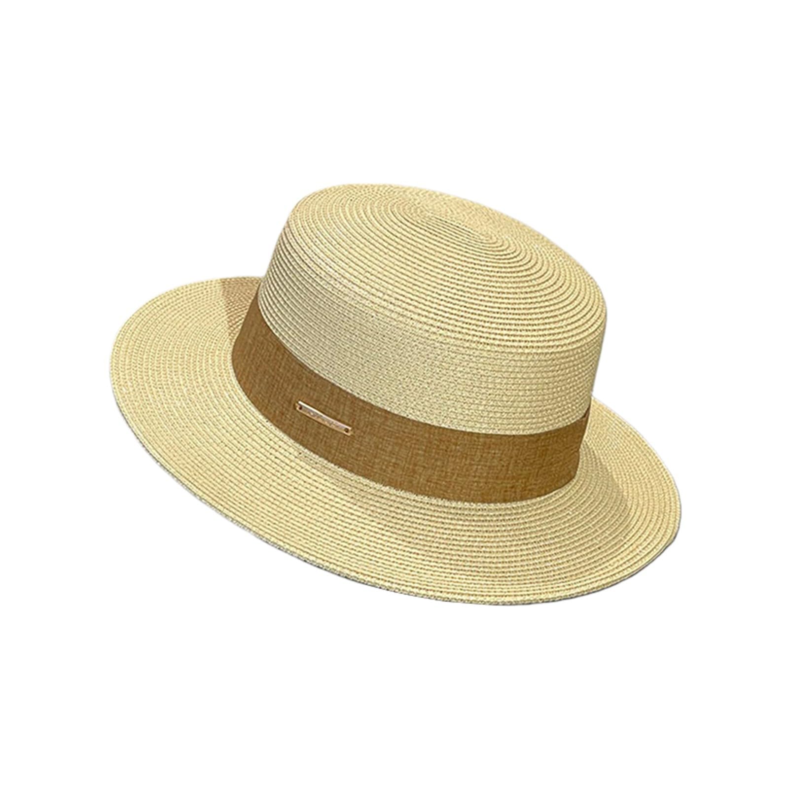 Strandhut, Sonnenhut, Strohhut, für Damen und Herren, Sommerhut mit breiter Krempe Sonnenhut Gelb Kinder