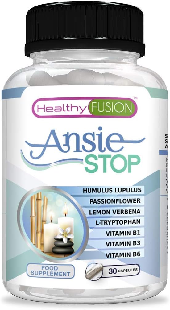 L-tryptophan supplements with passionflower, humulus lupulus, lemon verbena and vitamins B1, B3 y B6 | Fights against stress and anxiety | Eliminates nervousness and facilitates rest | 30 capsules