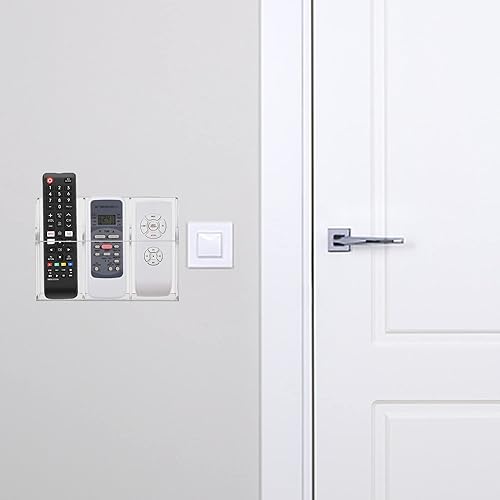 Miniatura 5 de HBlife Organizador de soporte remoto de acrílico, soporte de pared transparente para TV con control remoto para mesita de noche, caja de