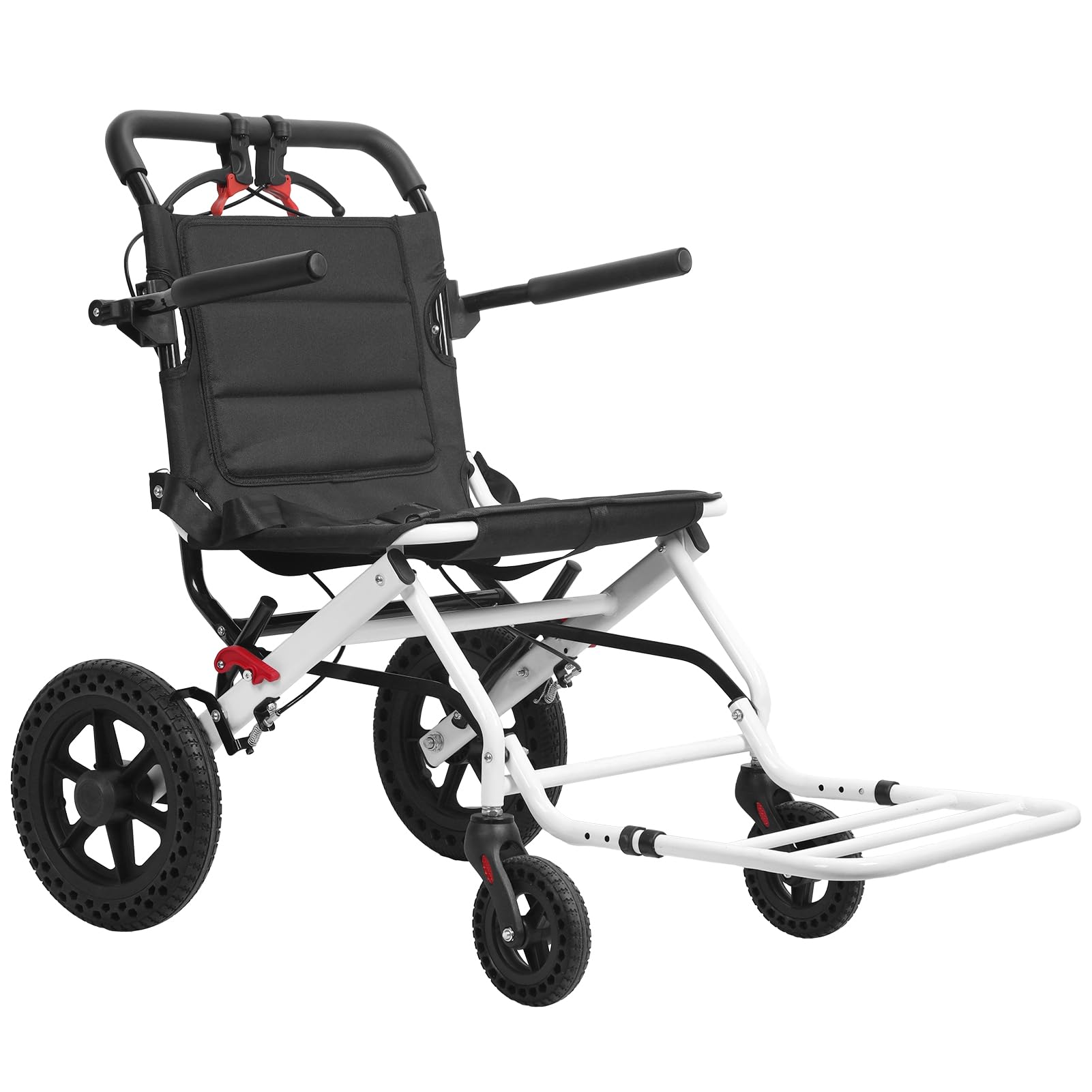 SXSLTSA Lightweight Wheelchairs for Adults and Children, Portable Folding Transport Wheelchair with Hand Brake, Lightweight Foldable Transit Travel Wheelchair with Travel Bags, Reinforced Carbon Ste