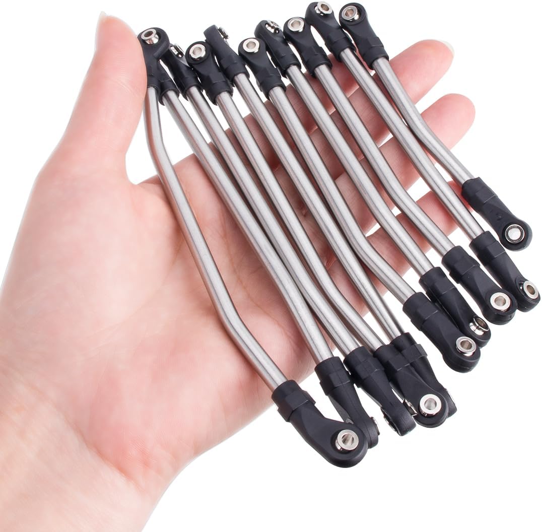 Stainless Steel Link Rod 10Pcs 313mm Wheelbase Linkage for 1/10 RC Axial SCX10 II AX90046 AX90047 Rock Crawlers Metal Upgrade Parts