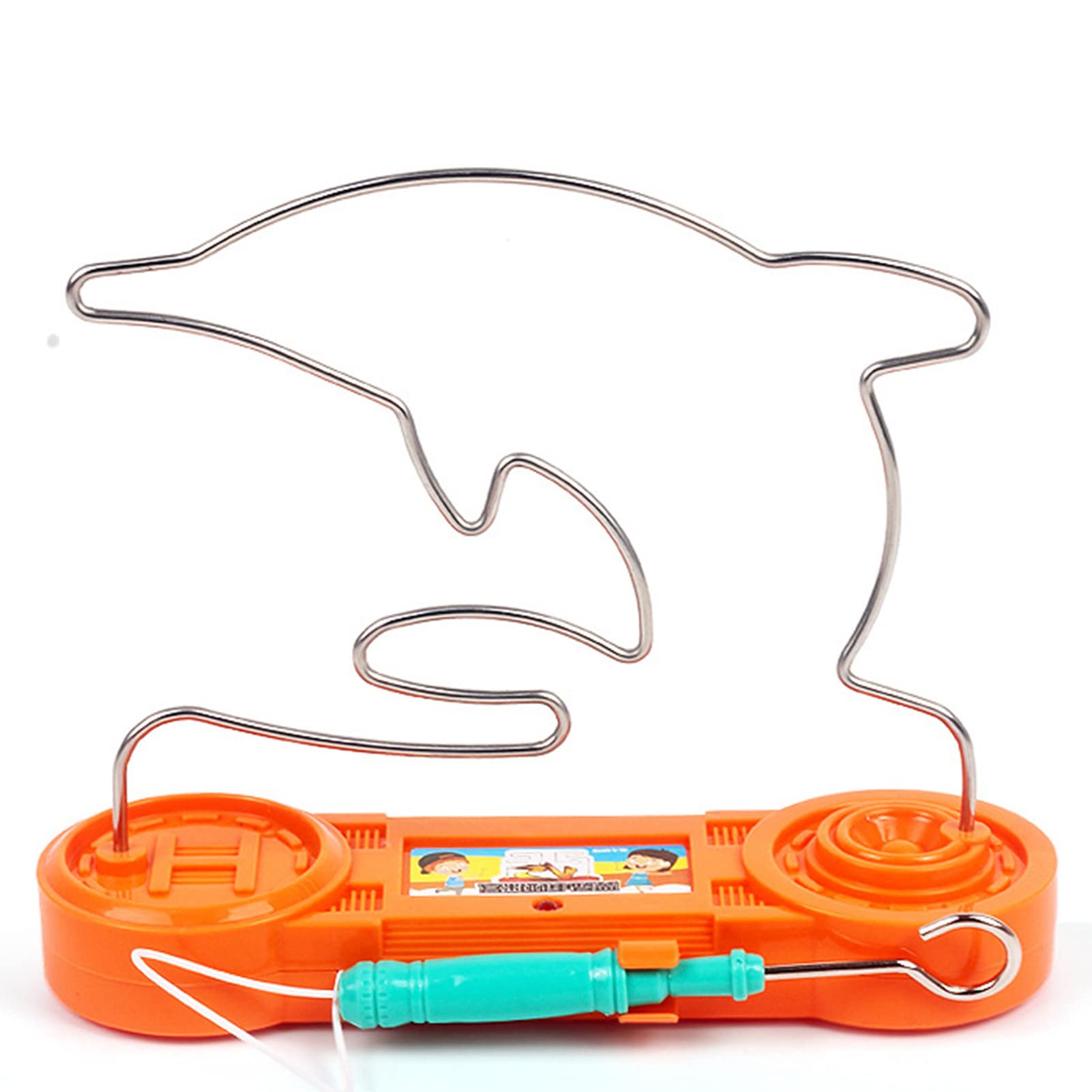Electric Dont The Wire Game Orange Dolphin Retro Wire Conduction Bump Maze Toy Patience Concentration Coordination Skill Fun Tabletop Puzzle Toy Game