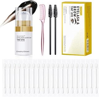 Eyelash & Eyebrow Tint Dye Kit: DIY Lashes & Brows Makeup Tinting Kit with Tools - Suitable For Salon and Home Use(brown)