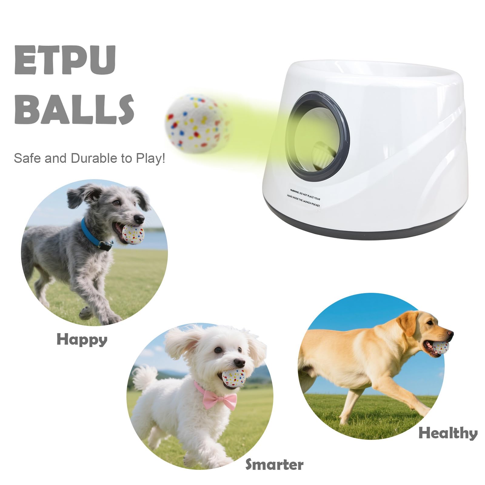 MEKAPLE Lanceur de balles Automatique pour Chien, Lanceur de balles interactif amélioré pour Chiens de Petite Taille, Distance réglable, Jouets stimulants mentaux pour Chien avec 4 balles en