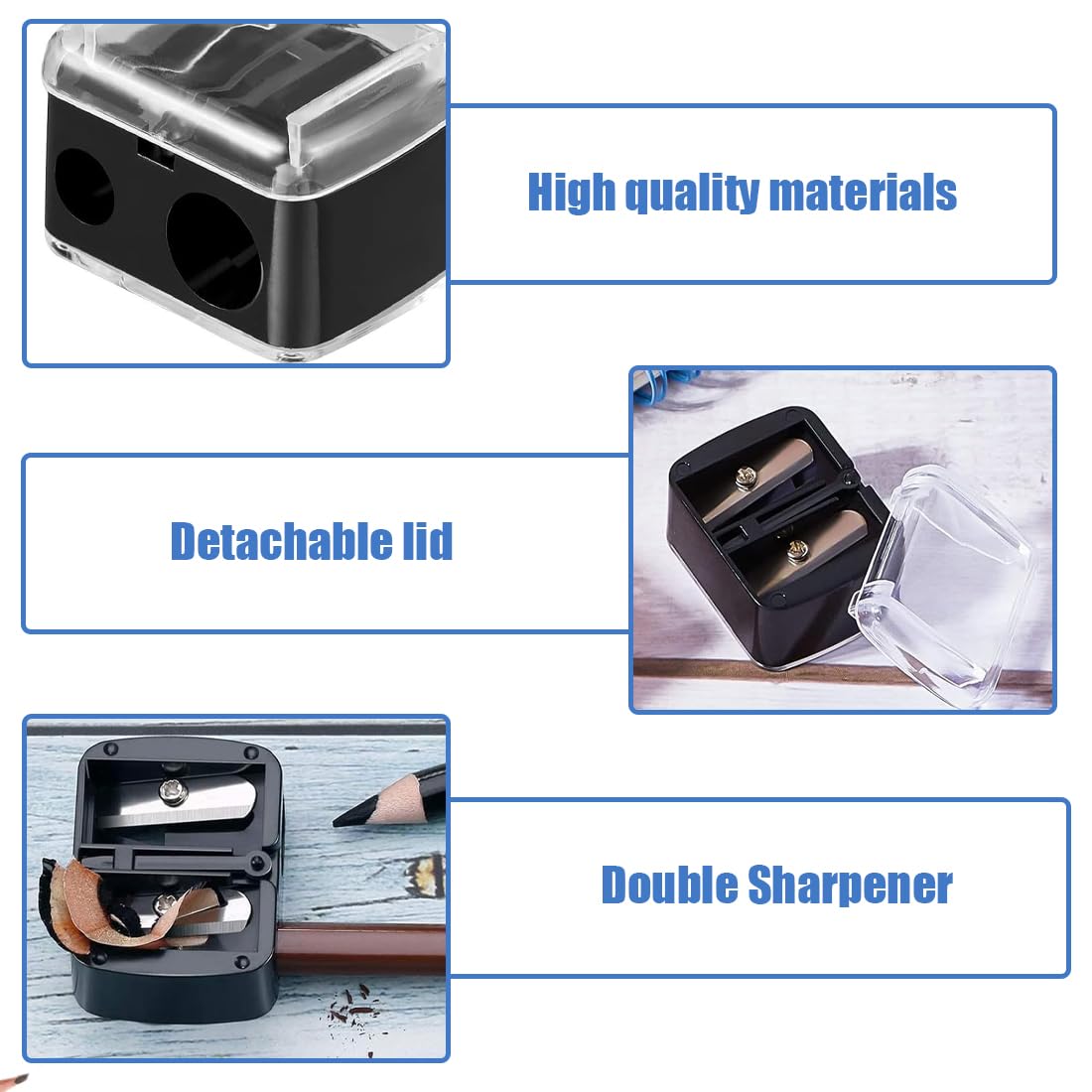 2 Pezzi Temperamatite di Bellezza, Temperino Matita Occhi, Temperino Doppio per Matite Cosmetiche, Temperamatite Trucco, Temperino Trucco, Nero+Beige