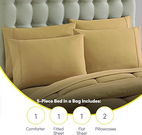 Miniatura 6 de Sweet Home Collection - Juego de 7 piezas en una bolsa con edredón liso con relleno alternativo, suave para todas las estaciones y lujosas sábanas