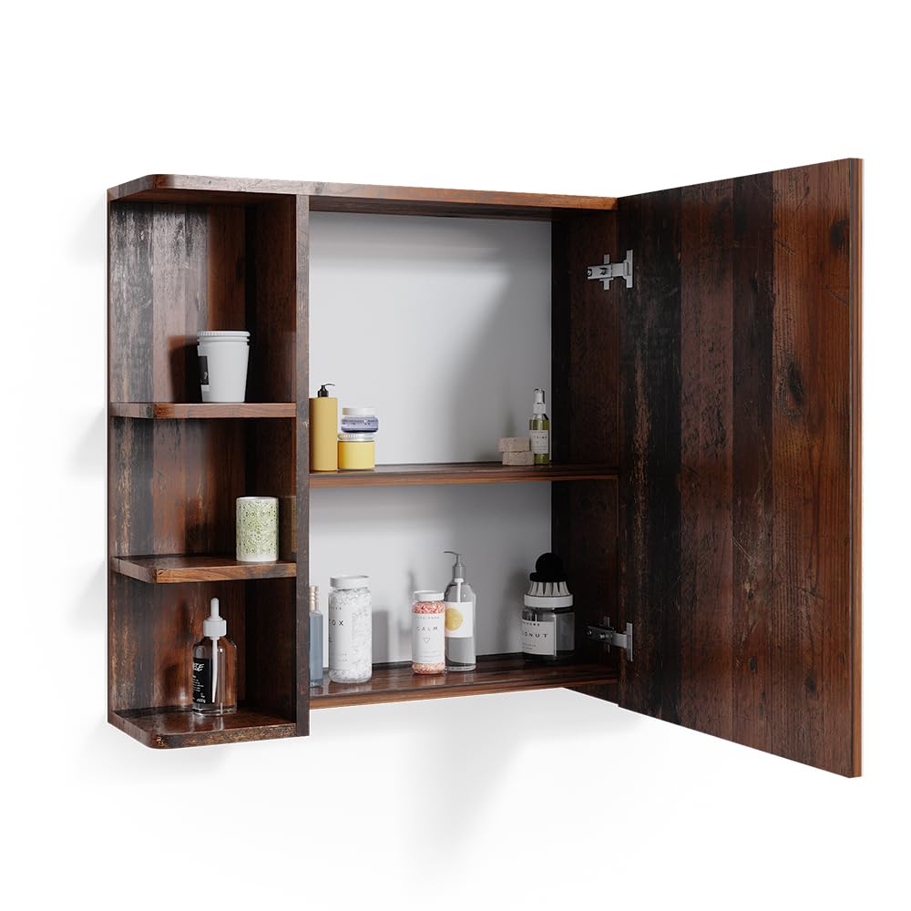 Vicco Specchio contenitore bagno Fynn, Oldstyle, 79.6 x 64 cm, con specchio e ripiani aperti per montaggio a parete