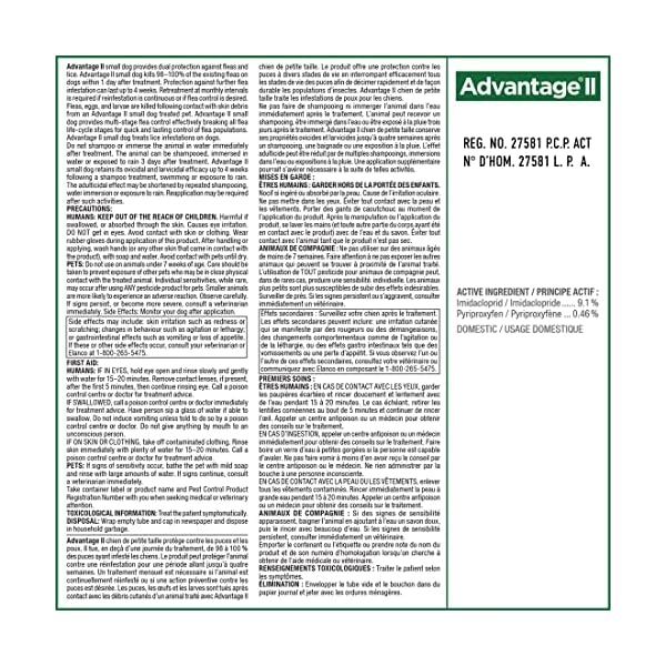 Advantage II Flea Protection for Small Dogs weighing less than 4.5 kg (less than 10 lbs.) Advantage II Flea Protection for Small Dogs weighing less than 4.5 kg (less than 10 lbs.)
