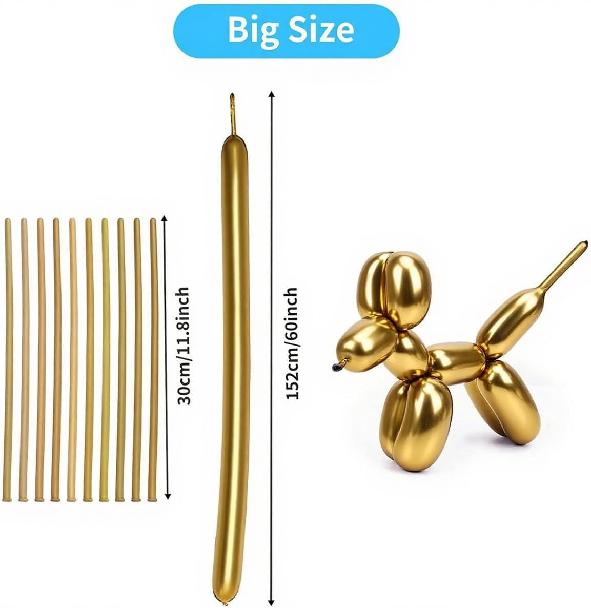 50Pcs 260 Balloons Metallic Gold Long Balloons for animals, for Birthday, Wedding, Engagement, Anniversary, Christmas, Festival Party Decoration, Gold Skinny Latex Twisting Balloon - Image 3