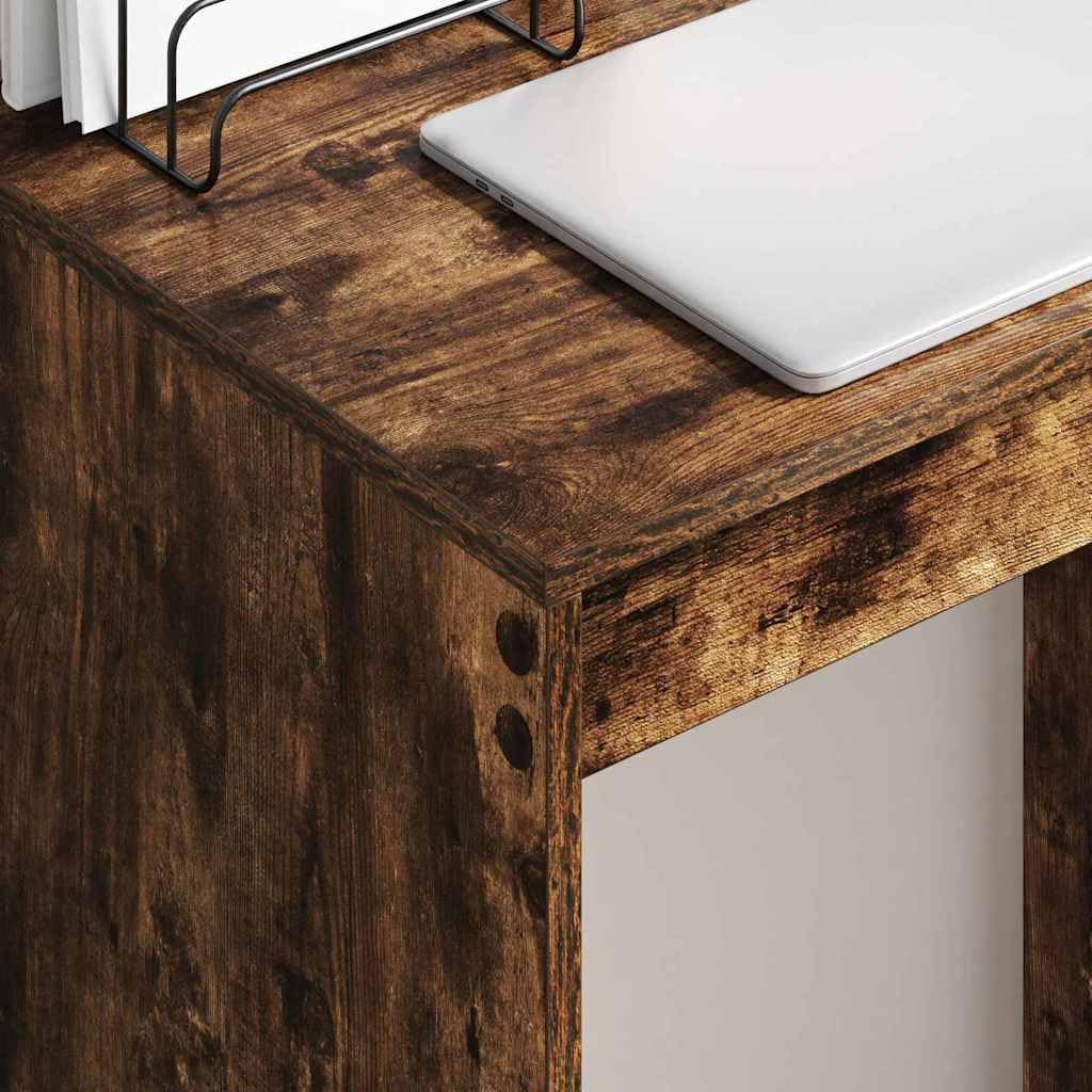 Bureau chêne fumé Compact 60 x 40 x 76 cm en Bois d'ingénierie Robuste, idéal pour télétravail et étude, Bureau secrétaire Ergonomique avec Plateau et Rangement optimisé