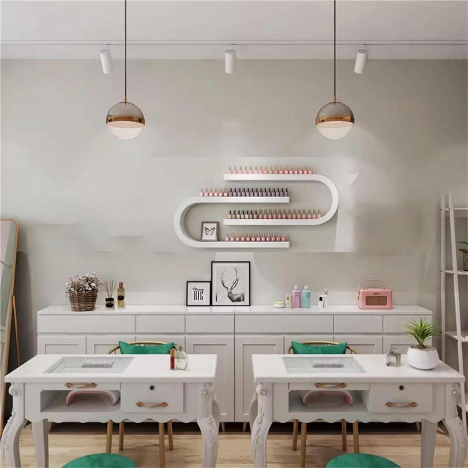 Espositore per Smalto da Parete in Legno a Forma di U, 2 Pezzi, Elegante, Organizer, Grande capacità per Uso Domestico e in Salone (Semplice)