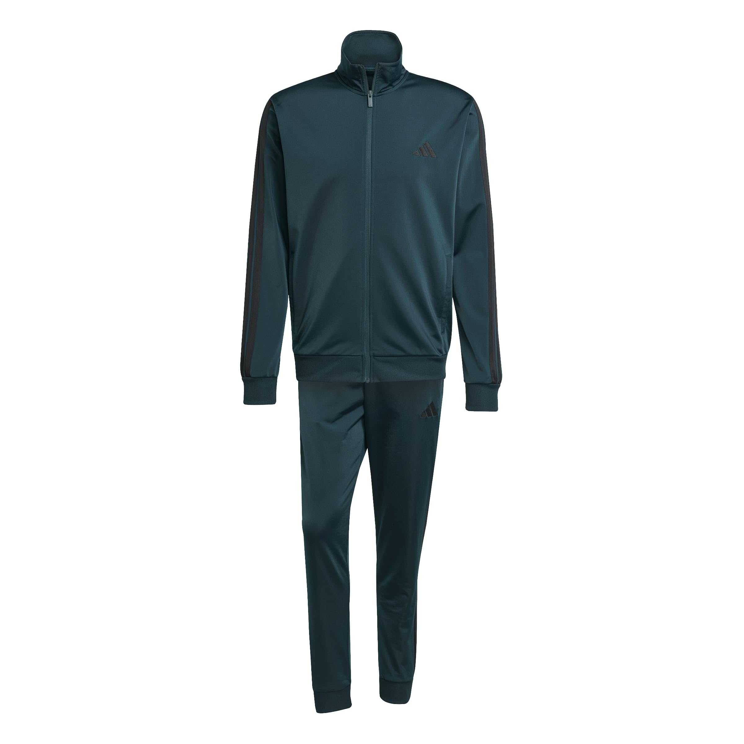 adidas Herren SPORTSWEAR BASIC 3 STRIPES TRICOT TRACKSUIT, Aurora Ivy, M Extra Tall