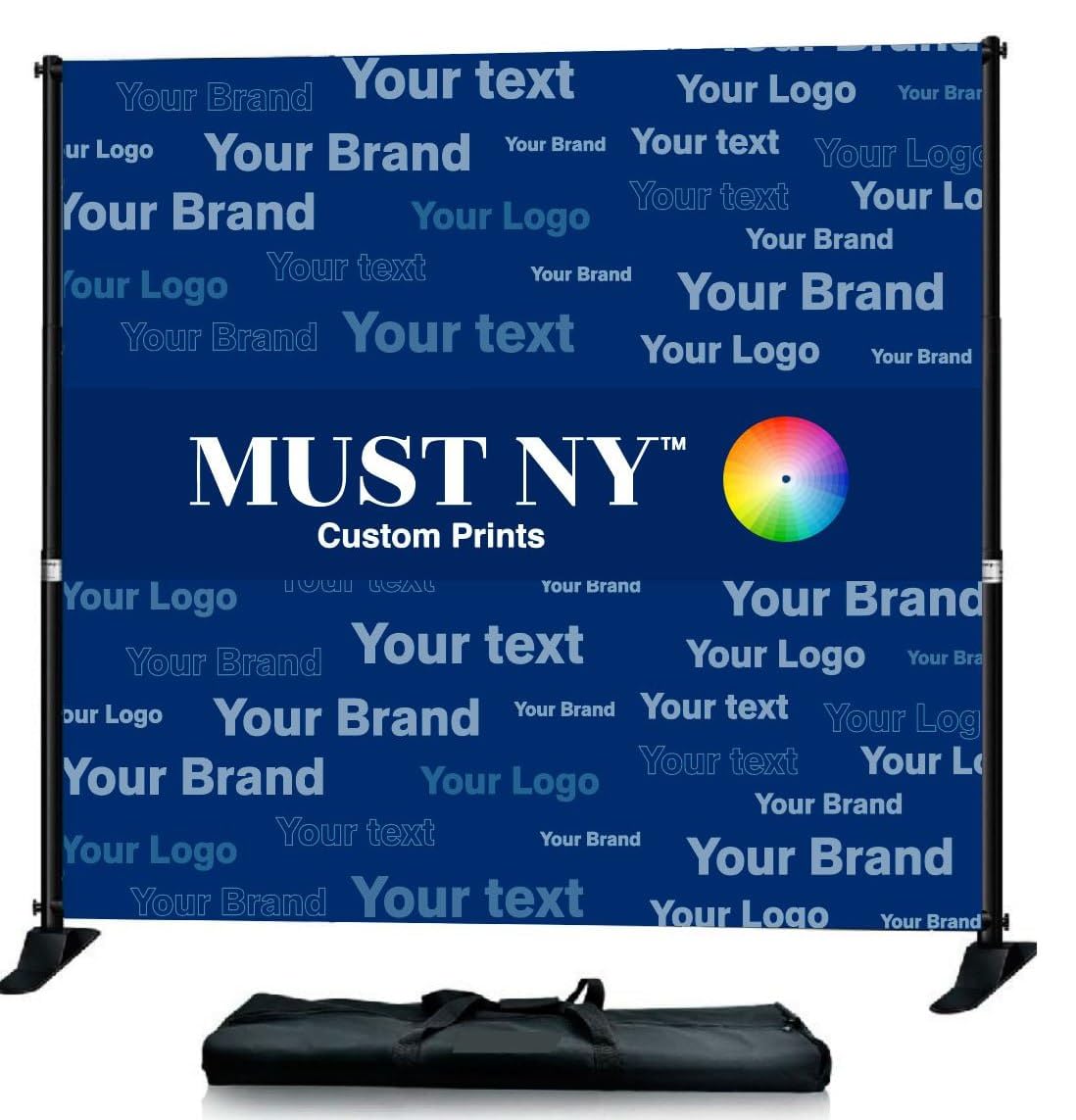 Must NY Custom Prints Personalized Banner, Back Drop, Backgrounds, Dye Sublimation, Full Color (8'x8' Banner and Frame)