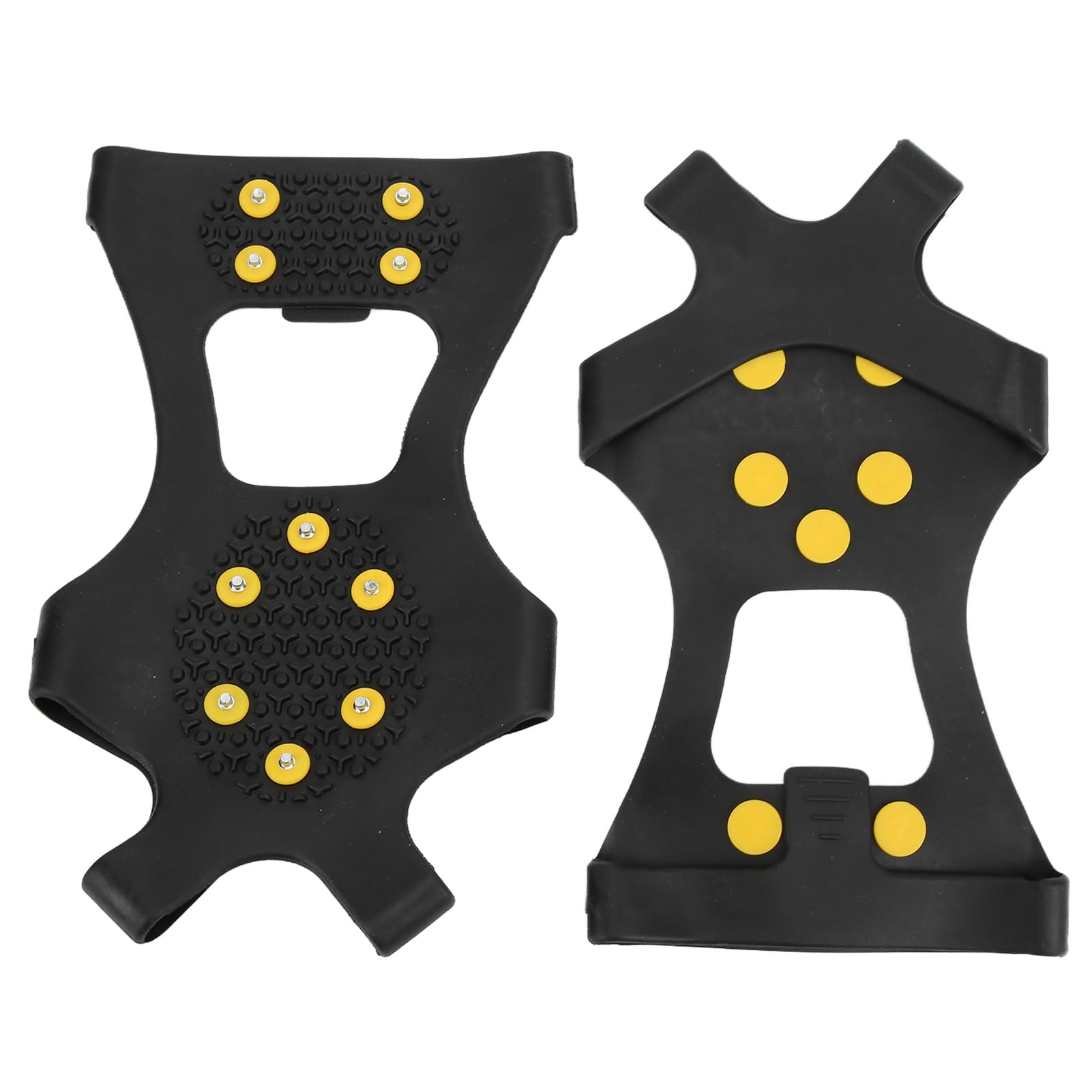Crampons d'escalade sur Neige en Plein Air, 10 Dents, Pointes de Chaussures Antidérapantes, Large Application, Acier Inoxydable, Noir