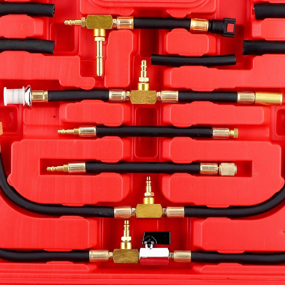 Kraftstoffdruckmesser TU-443 0-140 PSI (0-10 bar) Doppelskala kompatibel mit OBD2-Fahrzeugen Komplettset