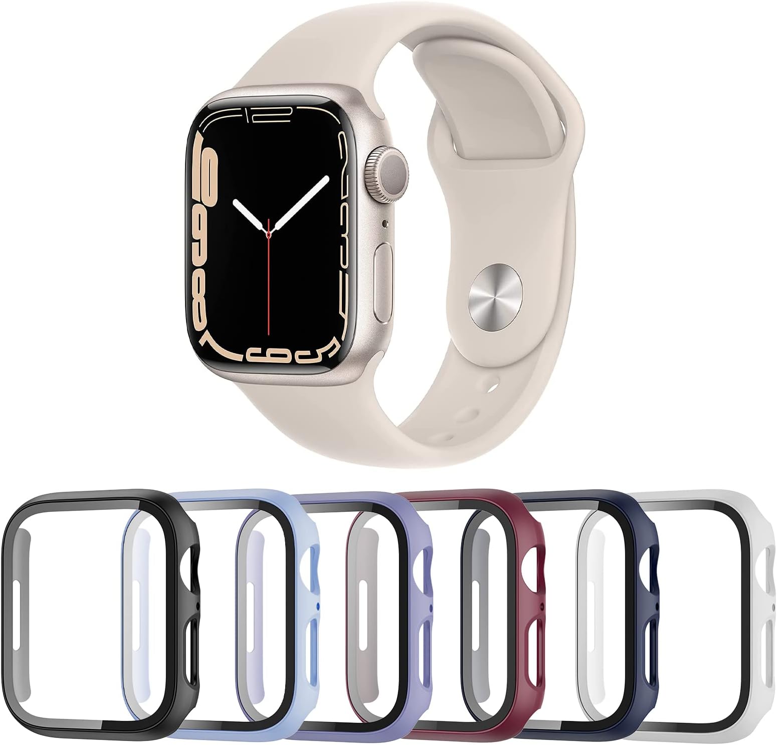 LandhooLandhoo 6 Pack case for Apple Watch SE（2022） Series SE/6/5/4 40mm Screen Protector with Tempered Glass, Hard PC HD Full Cover Protective iwatch.