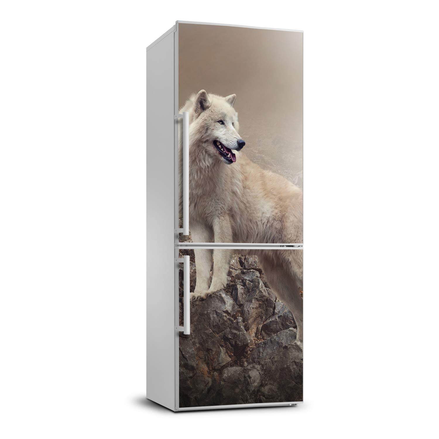 Vinilo adhesivo para nevera 70x190 cm con diseño de lobo para decoración de cocina