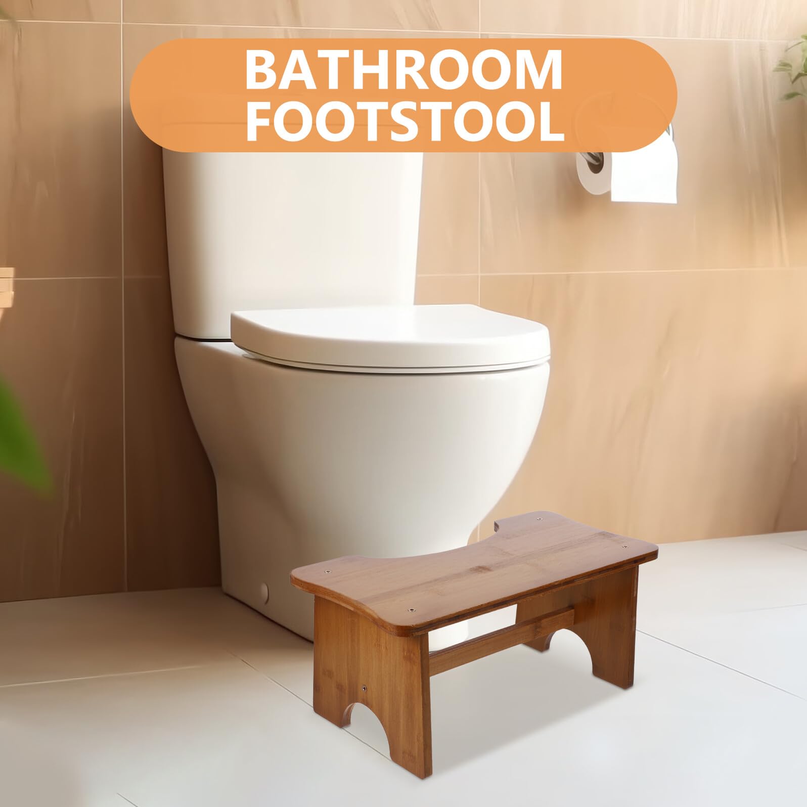 ORFOFE Taburete Ahorra Madera Niños para Baño de Rectangular Diseño Espacio Práctico Cómodo y Adecuado para Baño Infantil y Uso