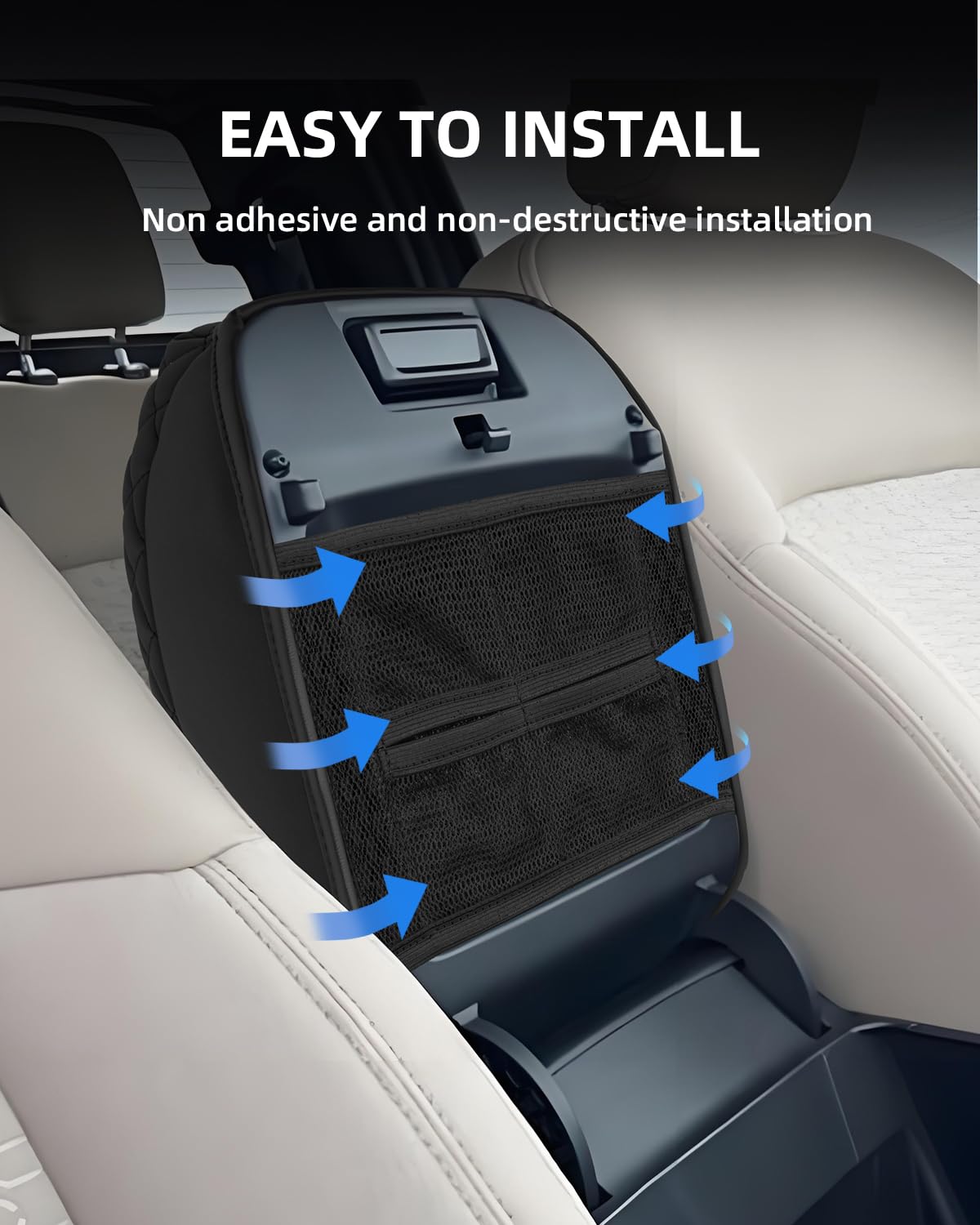 Housse d'Accoudoir avec Poche Rangement pour Ford Ranger 2023-2026 | Couvre Accoudoir Console Centrale, Protection Accoudoir, Matériel Cuir PU Épaissi, Accessoires Rehausser l'Accoudoir de 4CM