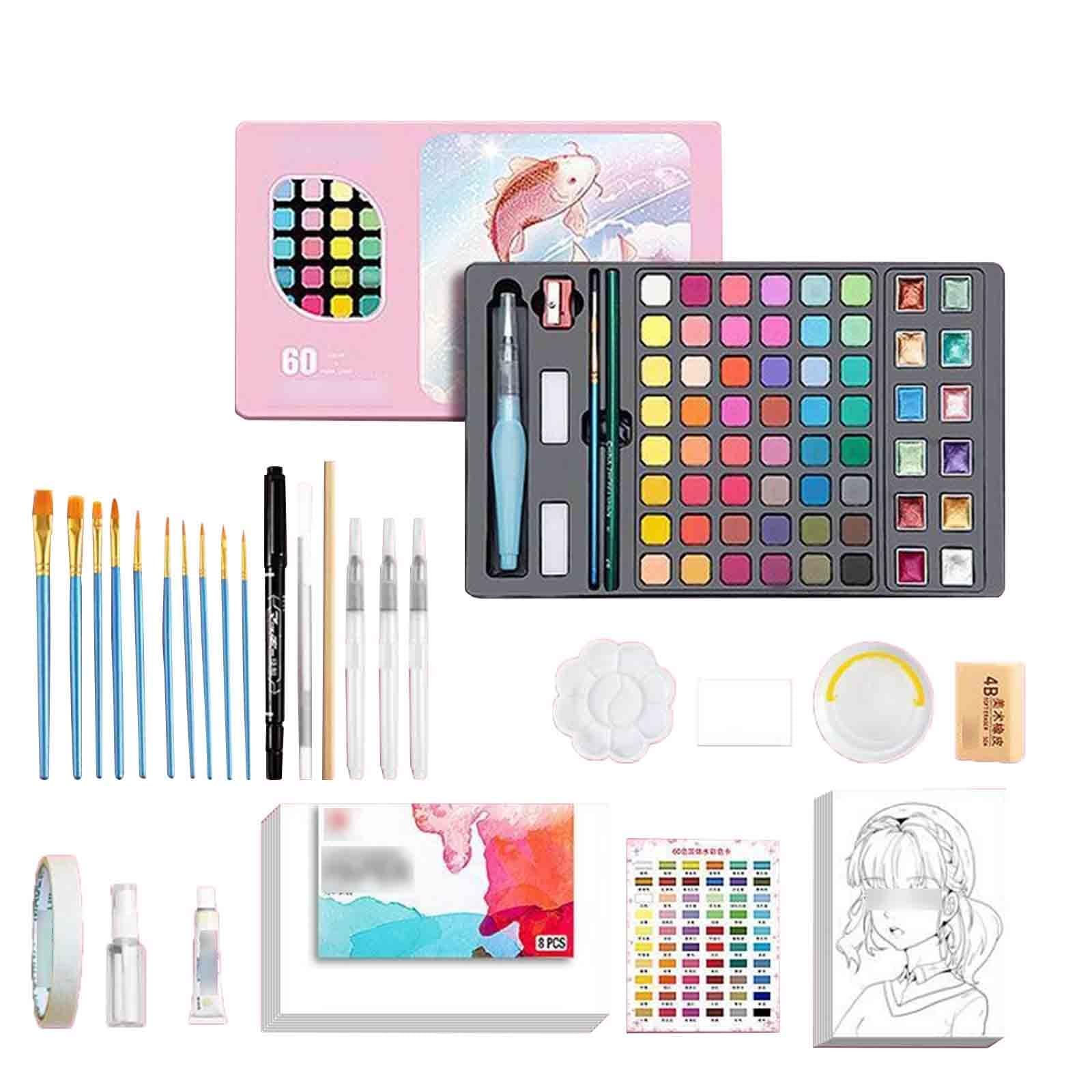 Perlmutt Solide Mini Aquarell Set Professionell Aquarellfarben All-In-One Pocket Aquarell Set Für Kunststudenten(60 colours - pink C)