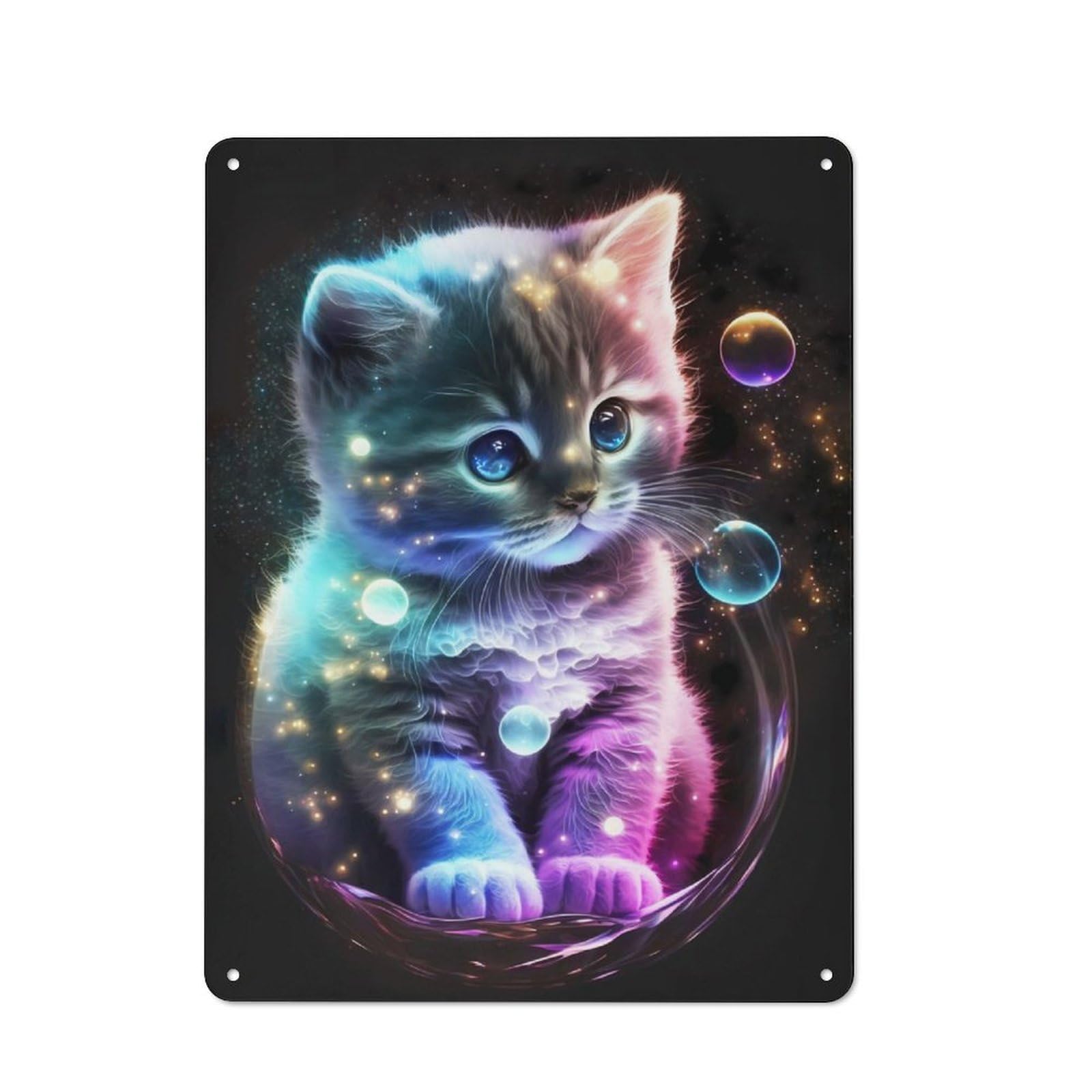 Junmoney Cute Universe Kitten Vintage Tin Sign 40X30cm With For Home Office Or Studio, For Home Office Decor Fans Refreshing A Room In Autumn