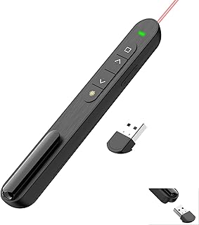 QUI Presentation Clicker, Hyperlink Volume Control Wireless Presenter,PPT PowerPoint Clicker, RF 2.4GHz USB Presentation Remote Control PowerPoint Presentation Clicker for Keynote/PPT/Mac/PC