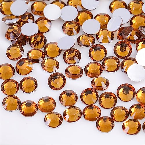Image of 3000 Pieces SS6 2mm Flatback Rhinestones Clear Glass Round Gems Crystals for Nail Art DIY Crafts Clothes Shoes Bags (Yellow Coffee)