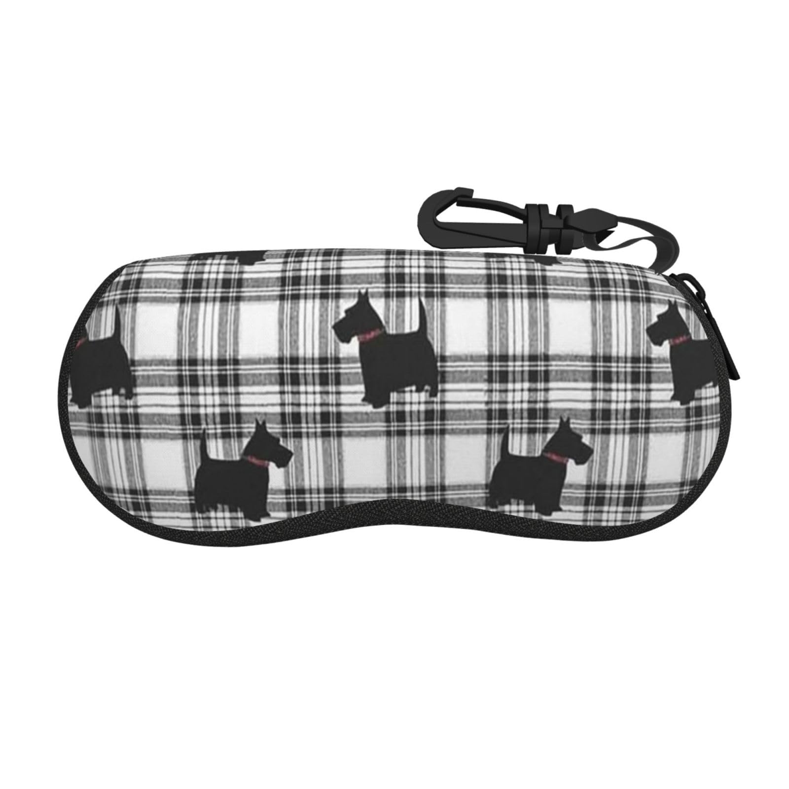 Beeoficepeng Unisex Kids As Picture Glasses Case, Neoprene Portable Sunglasses Case Soft Eyewear Case Zipper Glasses Box, Scottish Terrier Plaid Scotty Dog