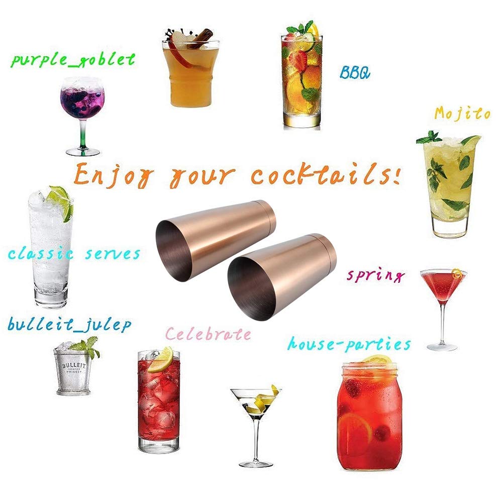 Coctelera de Boston - Cocktail Lata de acero inoxidable Coctelera de resistente y duradera Rosa dorado