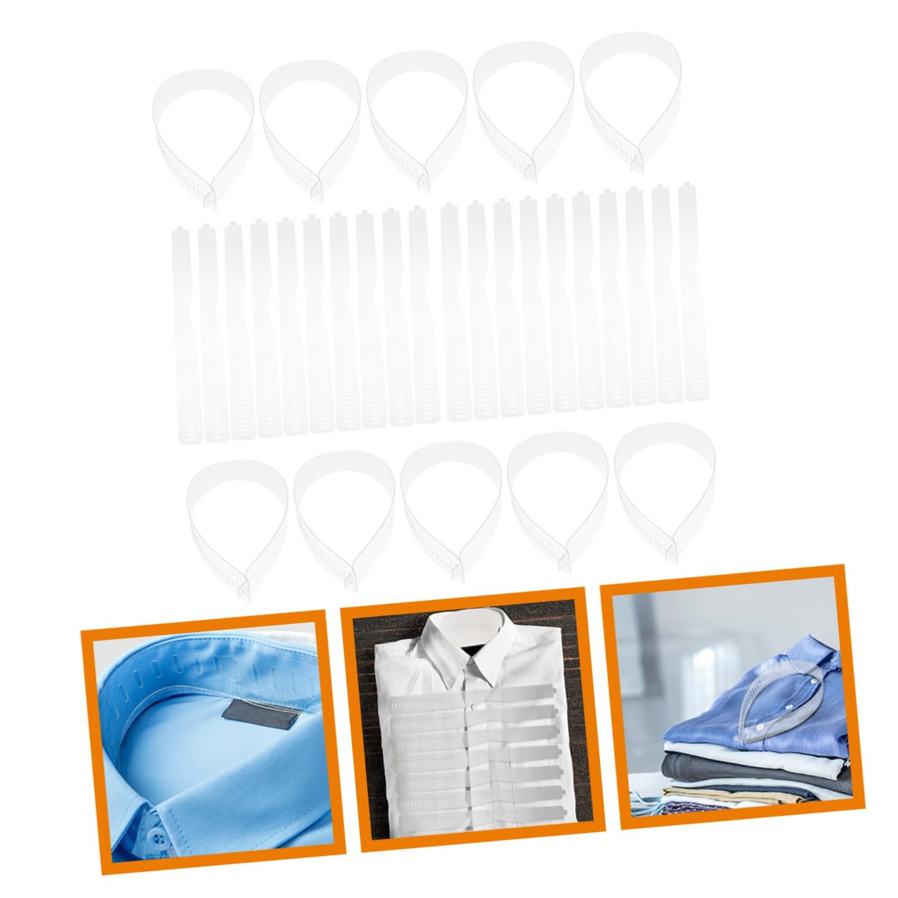 GALPADA Bandes de Col de Chemise Maintien sans Déformation en Plastique Pvc Transparent 47x3,5 Cm 60pcs Accessoires pour Chemises D'adultes, pour Voyages