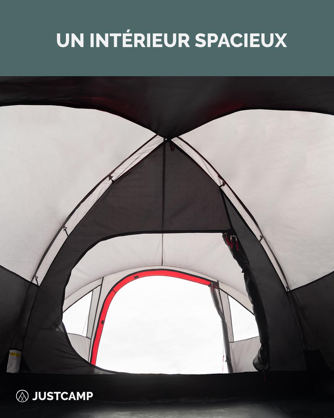JUSTCAMP Scott Tente Igloo 4 Personnes - Abri de Camping dôme Pliable, moustiquaire - compacte, Premium - 4 Places - Igloo Tent 4 Personne, Tente extérieure - 3 x 2,5 x 1,3 m - 4,5 kg - Gris/Noir