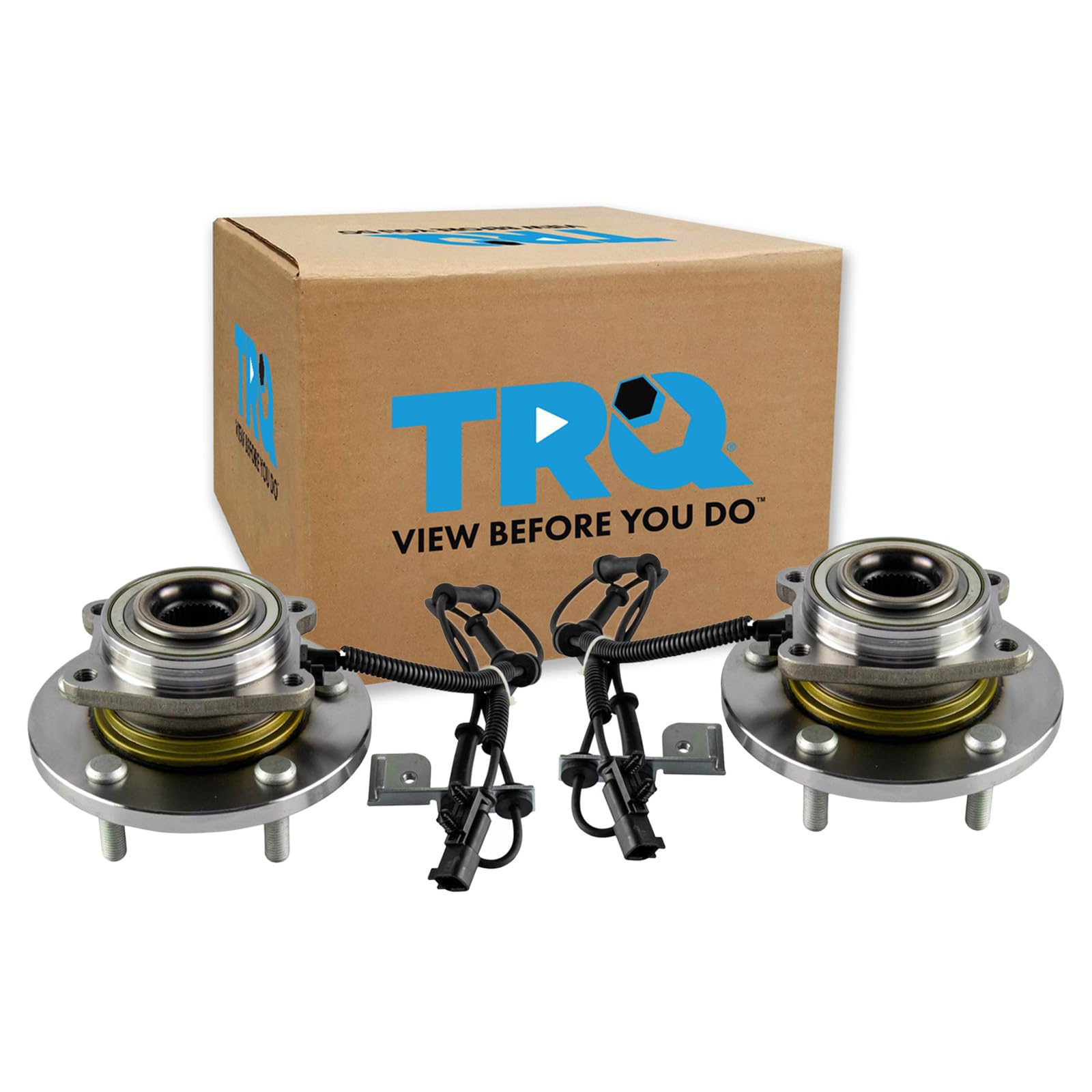 TRQ 2 Piece Front Wheel Bearing &amp; Hub Assembly Set with ABS Sensor