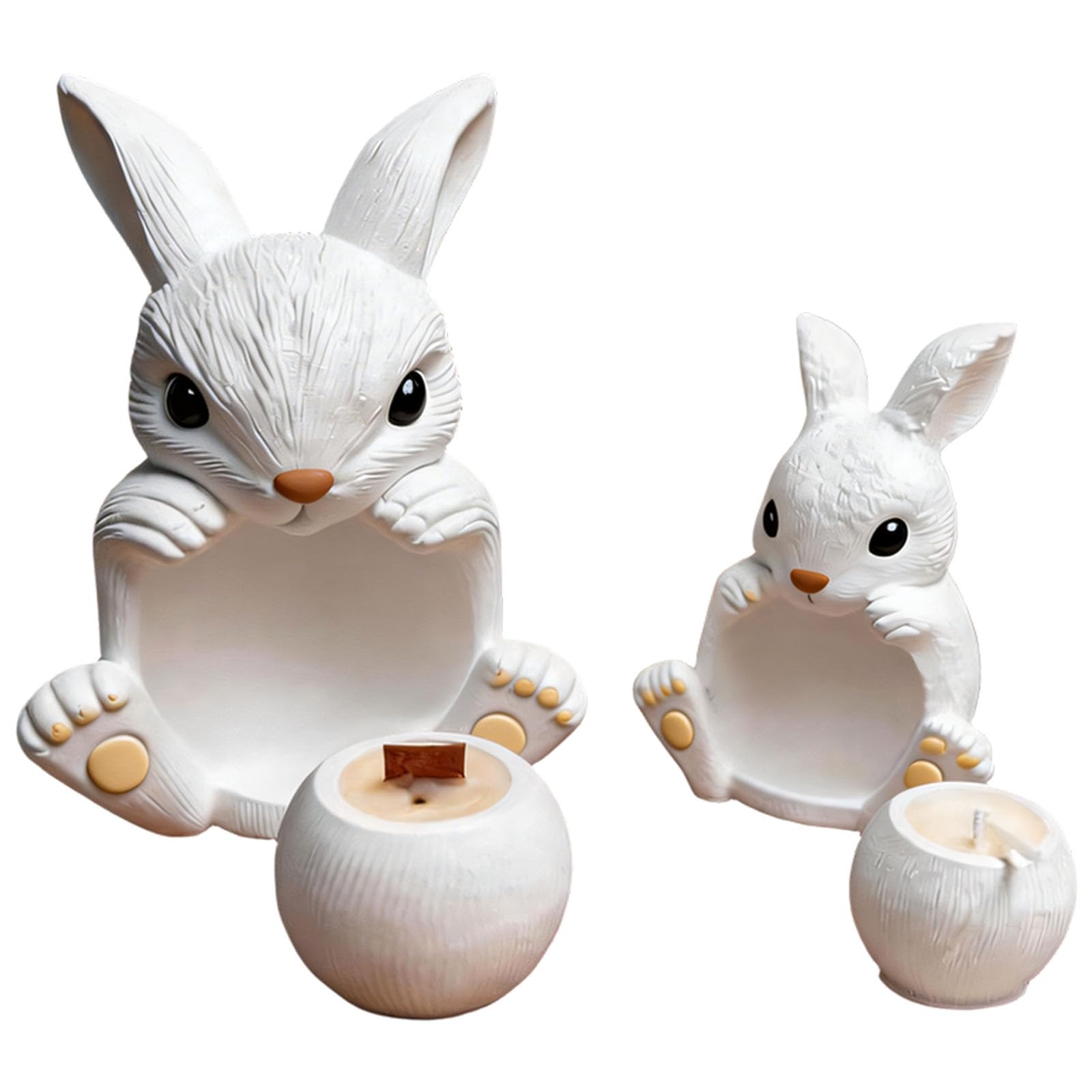 Molde artístico de silicona para hacer velas decorativas en forma de conejo y tazón, accesorios hechos a mano para velas