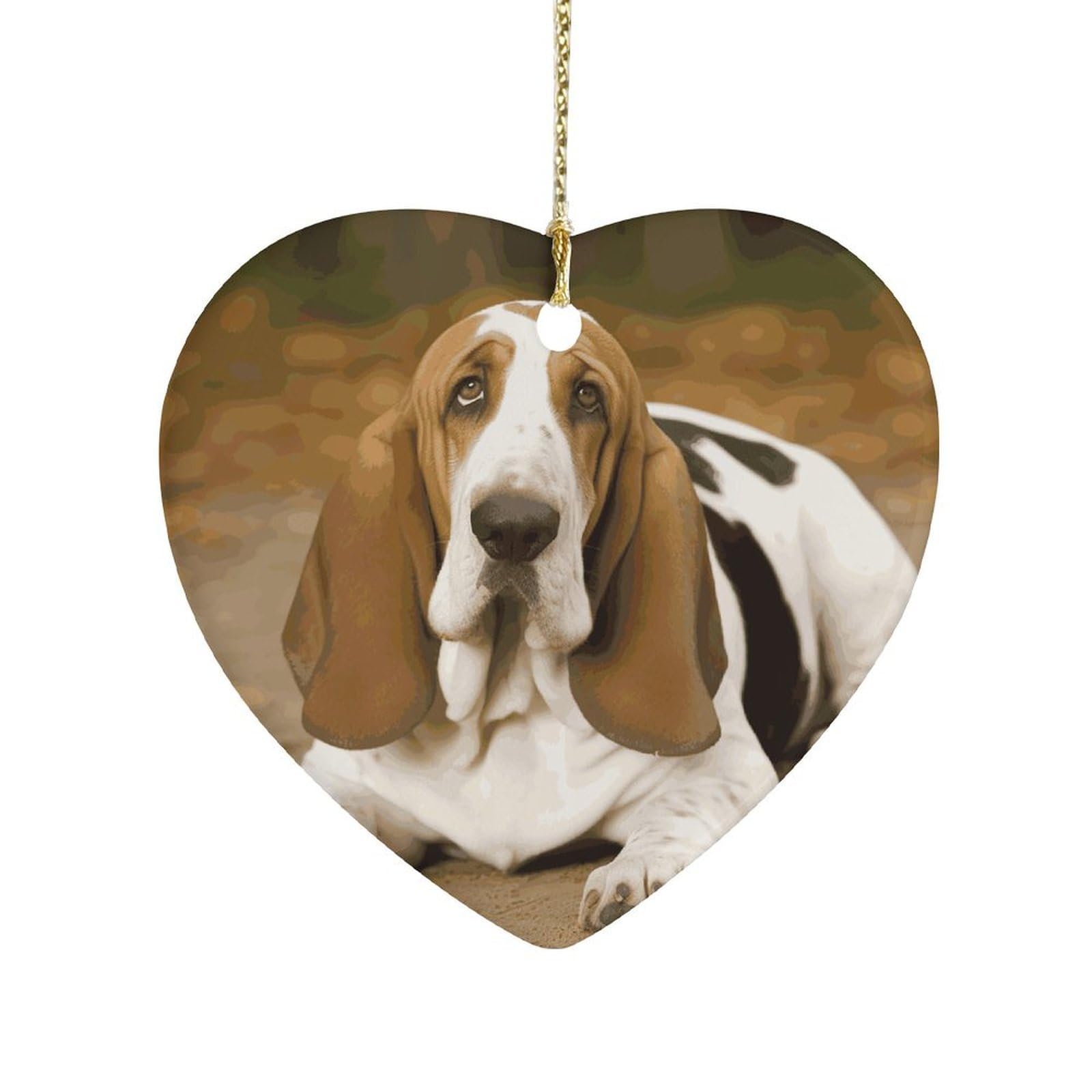 Fekiloot Style Basset Hound Ceramic Ornament Home Decor Keepsake