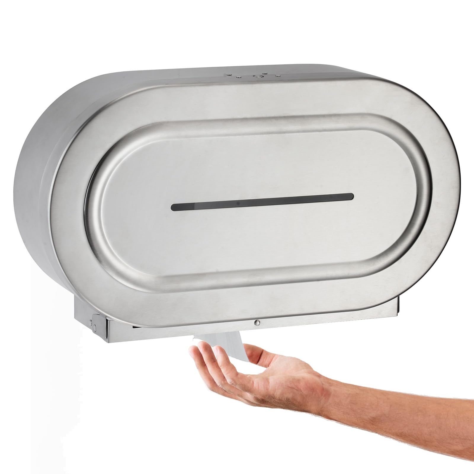 Stardrix Portarrollos Industrial Dispensador de Papel Higiénico Doble Jumbo de Acero Inoxidable, Soporte de Pared Doble Comercial, Soporte de Rollo Doble de 9 Pulgadas, con Cerradura