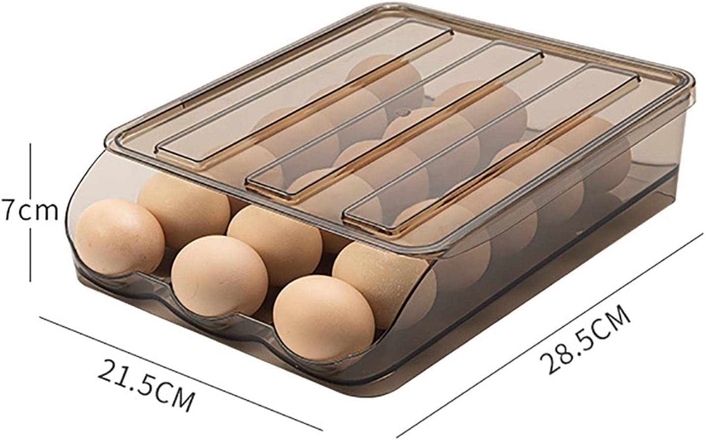 Homava Egg Storage Box Refrigerator Automatic Rolling Egg Container| Set of 3 | 21 x 21.5 x 28.4 CM |Plastic 2