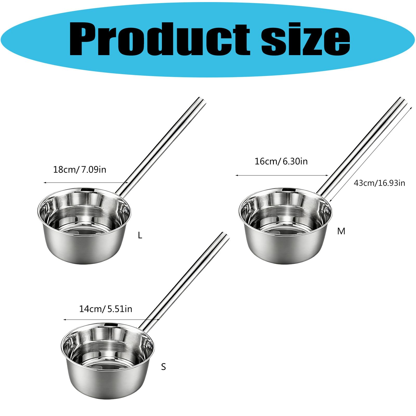 Cucharón de acero inoxidable con mango extendido para uso profesional en cocina y restaurante, cuchara de agua de agarre ergonómico, cucharón multiusos