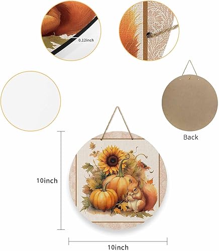Miniatura 2 de Letrero de bienvenida para decoración de puerta delantera, calabaza, girasol, Acción de Gracias, coronas de 10 pulgadas, placa colgante, decoración