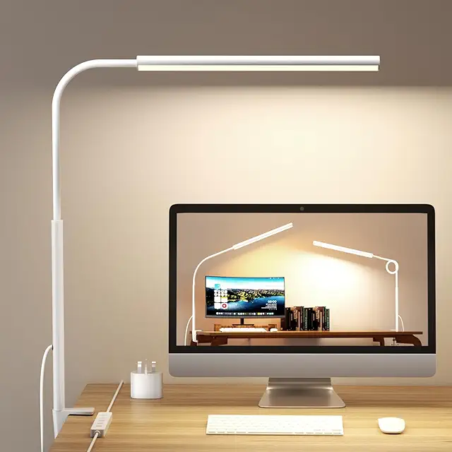 LED Desk Lamp with Clamp - Flexible Gooseneck for Nails - 5 Modes, 11 Brightness