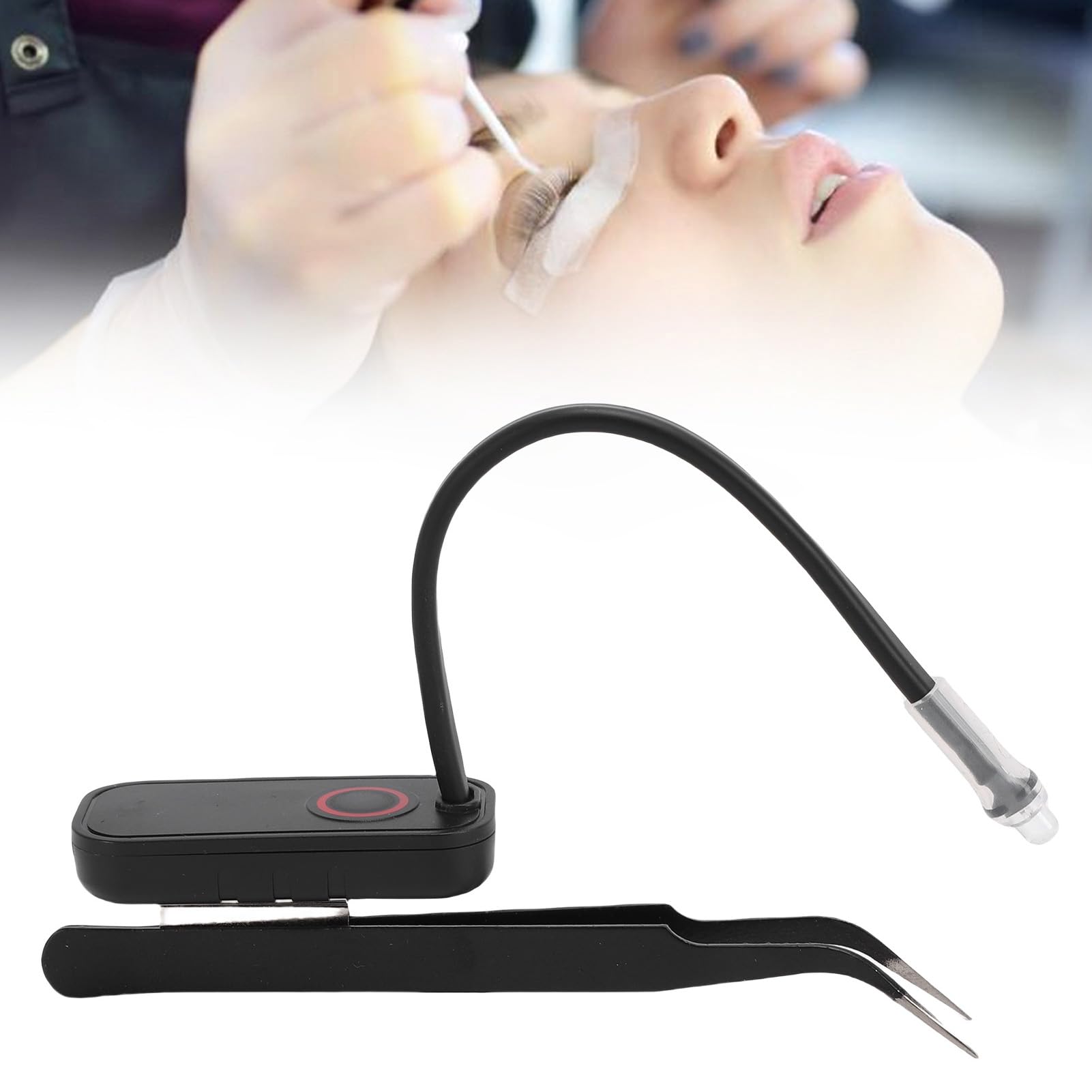 Fafeicy Lampada per Ciglia, Lampada Polimerizzante per Extension Ciglia Professionale con Polimerizzazione Rapida Senza Fili Portatile, Lampada con Pinzette UV da 405 Nm per lo (Spina europea)