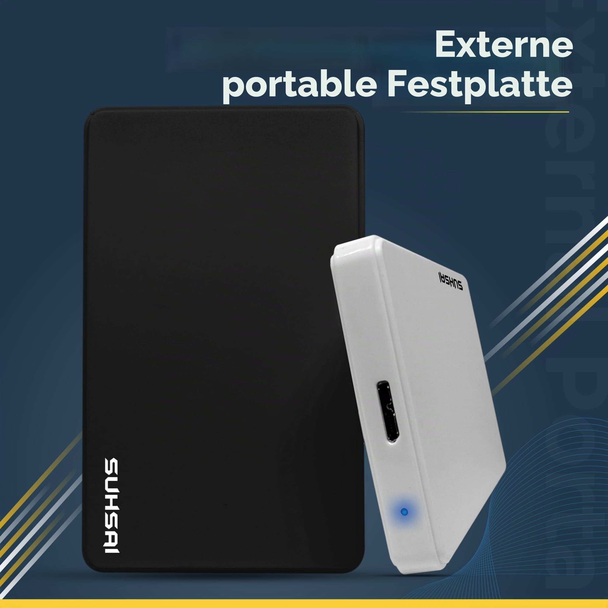 Storite SUHSAI 500 GB Externe Festplatte USB 3.0, 2,5 Zoll tragbare Externe Festplatte, Speicherlaufwerk, USB-Festplatte kompatibel mit Spielekonsole, PC, Mac, Laptop, Desktop (schwarz)