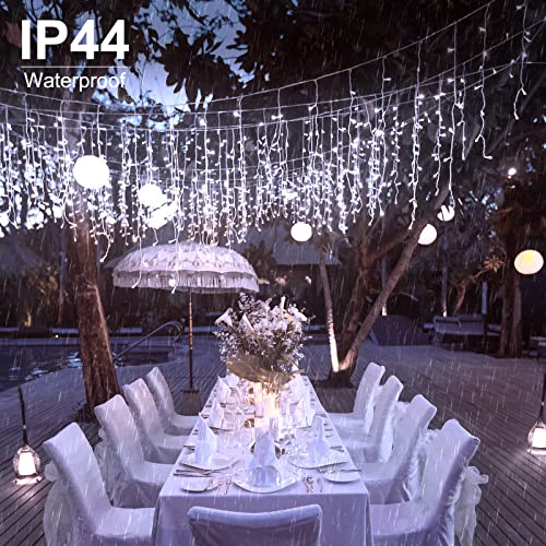 Led Icicle Christmas Lights Outdoor, 19.6 Feet 54 Drops With 306 Led, 8 Modes Timing Connectable Twinkle Decor Fairy String Lights For Patio Indoor Outside Hanging Icicle Lights, Pure White #TOP2