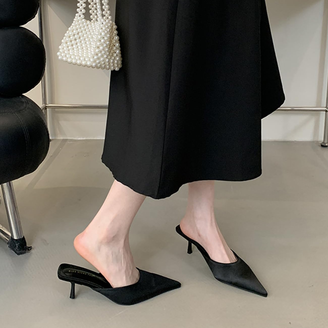 UFEDO Fashion Kitten Heel Mules for Women Slip On Mules Backless Kitten Heel Pointed Toe Wedding Party Dress - Image 3