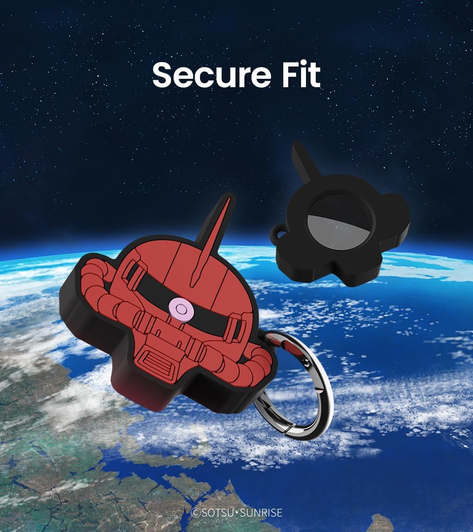 [Limited Edition] iFace Gundam Series Silicone Protective Cover Compatible with Apple AirTag/AirTag 2 Holder [Cute Character Case] [Carabiner Keychain Clip Included] - Zaku image 4