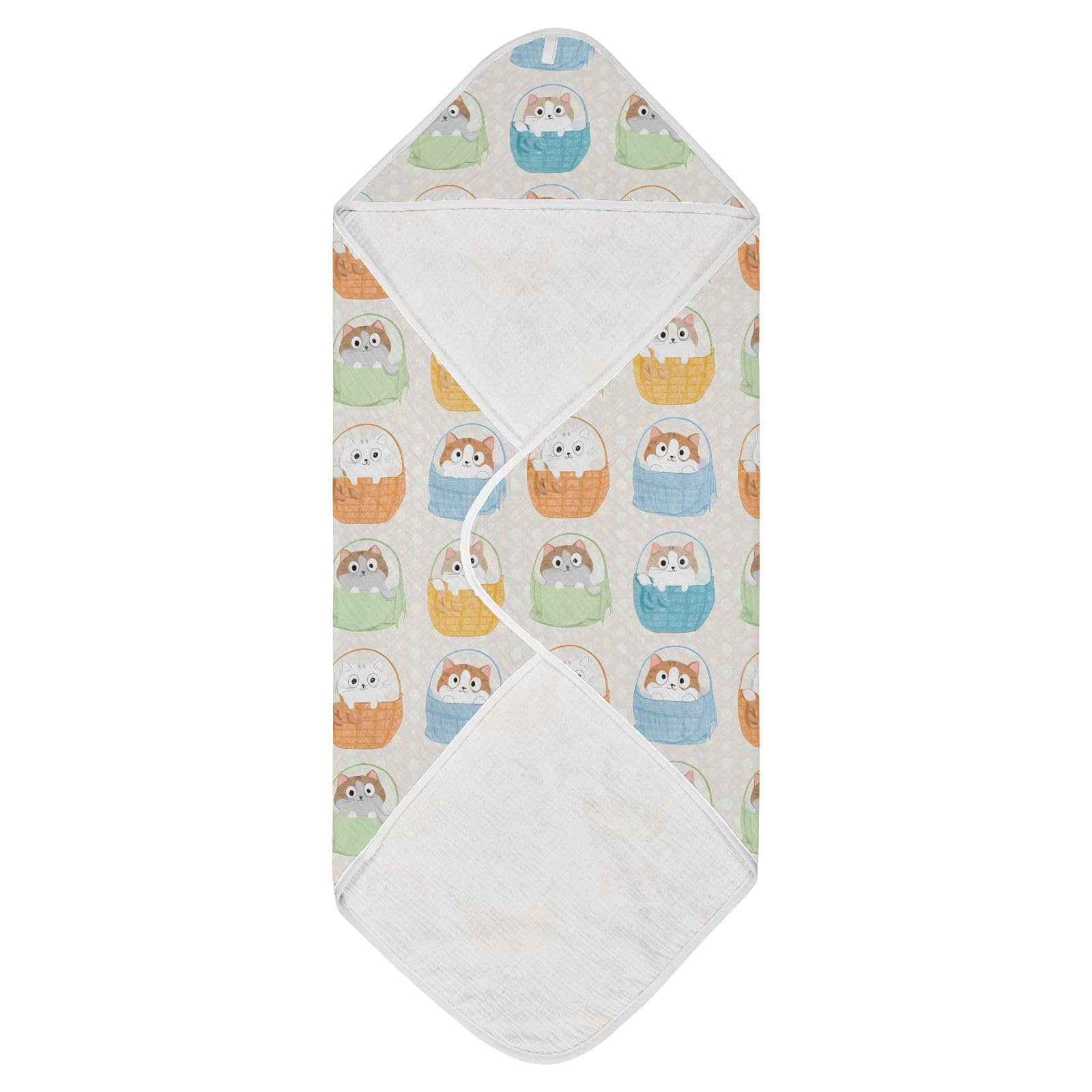 Msyxl Basket Cats Hooded Towel - Ultra Soft & Absorbent Muslin Cotton Bath Towel for Babies, Toddlers, Newborn - Boys & Girls Essential 35