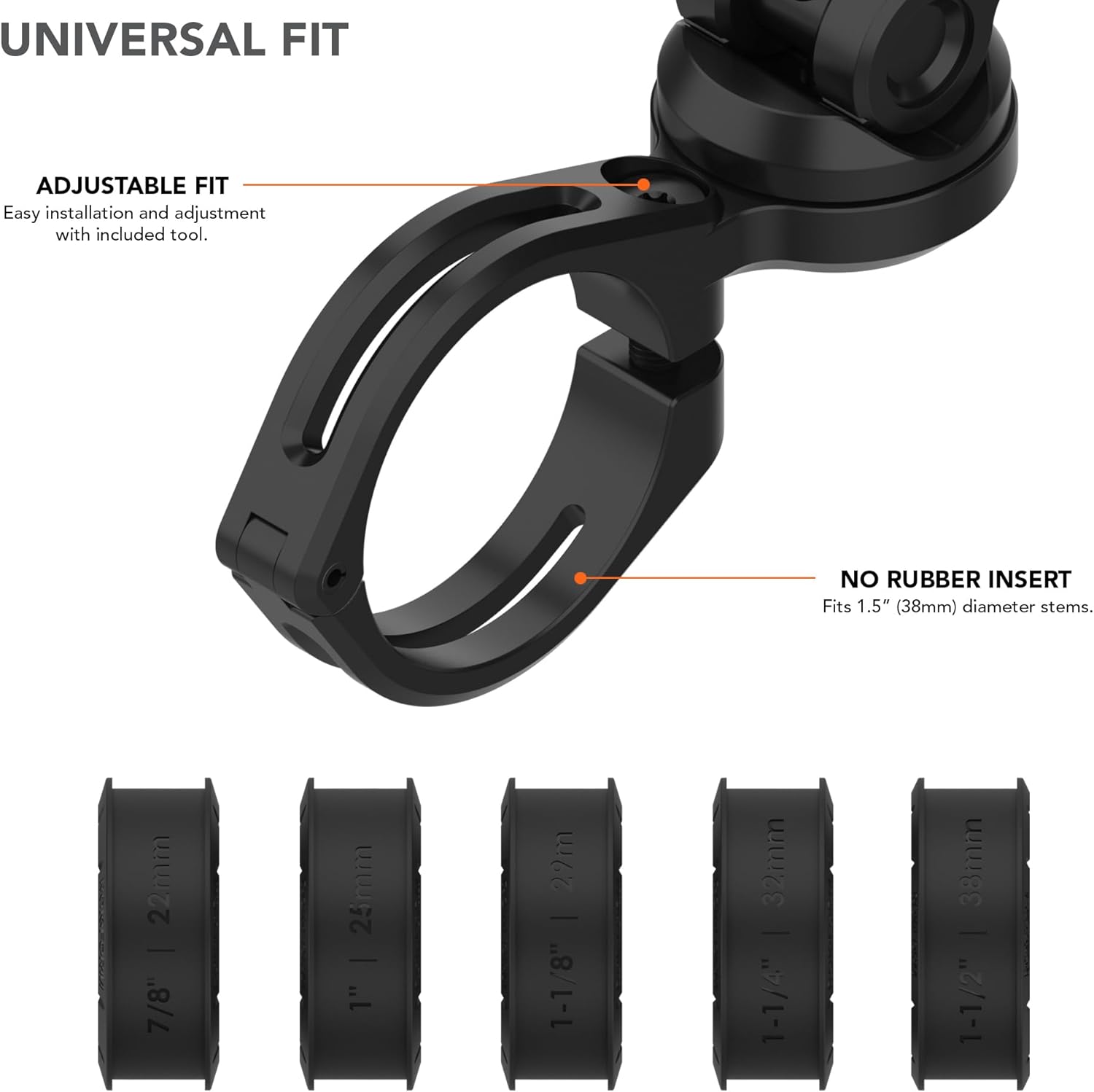 Rokform Motorcycle Handlebar Phone Mount, Version 2, Now mounts to Any Handlebar from 7/8" - 1.5" (22.mm - 38.1mm), Secure Phone via Twist Lock and Built-in Magnet Mount (Black)