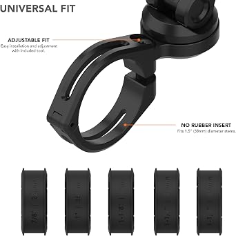 Rokform Motorcycle Handlebar Phone Mount, Fits 7/8-1.5 (22.2-38.1mm) Black | Includes 5 Spacers & Optional Safety Lanyard, Aircraft-Grade Aluminum, Adjustable Arm with -20 to +55 Pivot & 360 Rotation